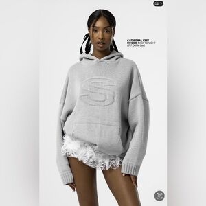 Sisters and Seekers Grey CATHEDRAL Knit Hoodie Size XS